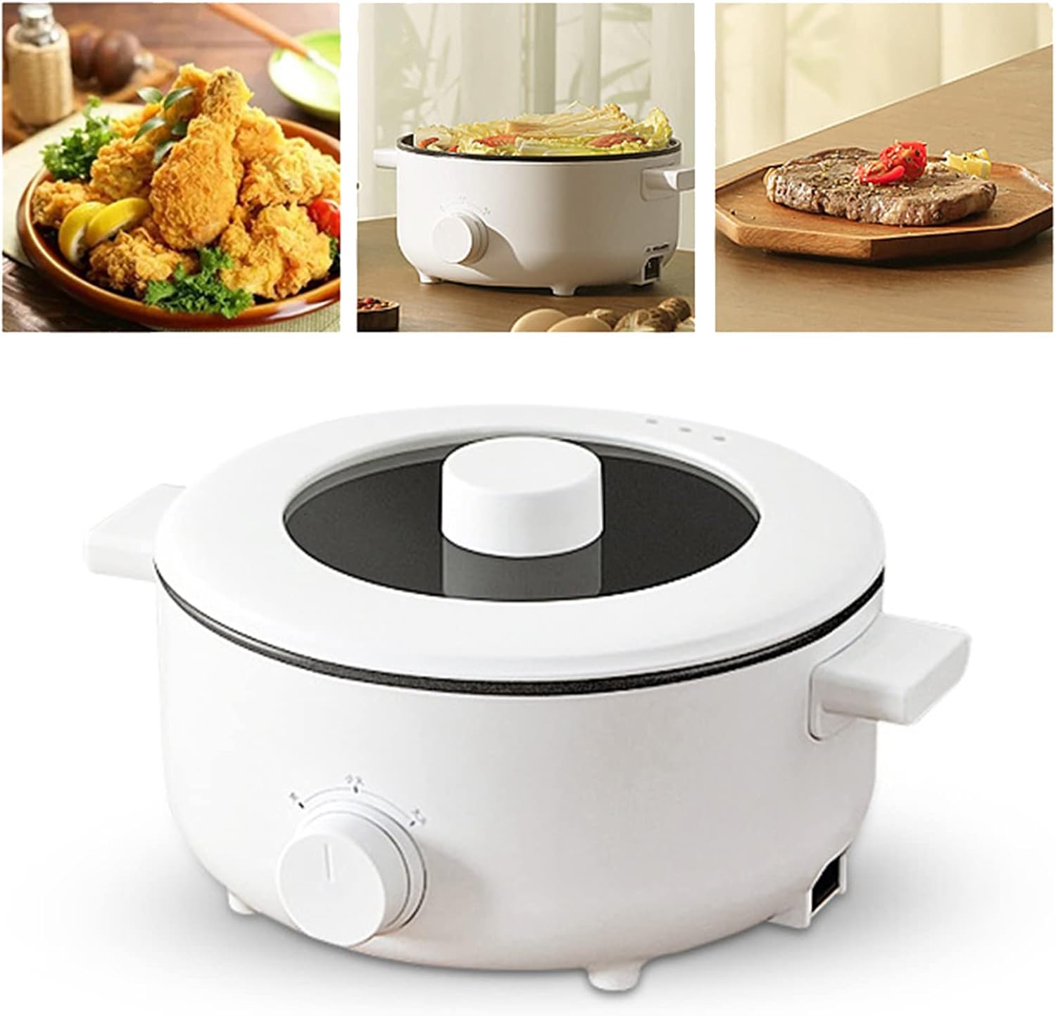 Zerodis Olla caliente eléctrica, protección contra sobrecalentamiento y hervida en seco para pasta, shabu shabu, sopa caliente, bistec, sartén