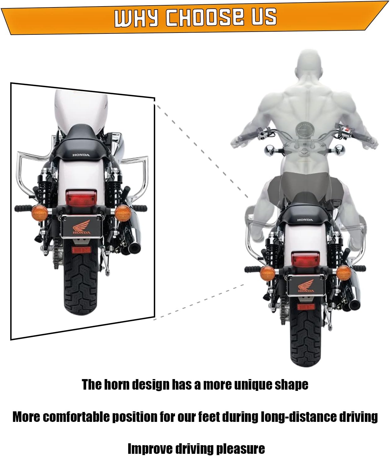 Barra de choque para Honda 750 VT750 VT750C VT400 Shadow Aero Phantom Spirit (plateado)