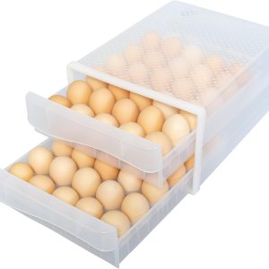 WAYTRIM Cajón de huevos de plástico para huevos, cesta de huevos, organizador de nevera con asas, contenedor de almacenamiento para refrigerador, WAYTRIM Cajón de huevos de plástico para huevos, cesta de huevos, organizador de nevera con asas, contenedor de almacenamiento para refrigerador,