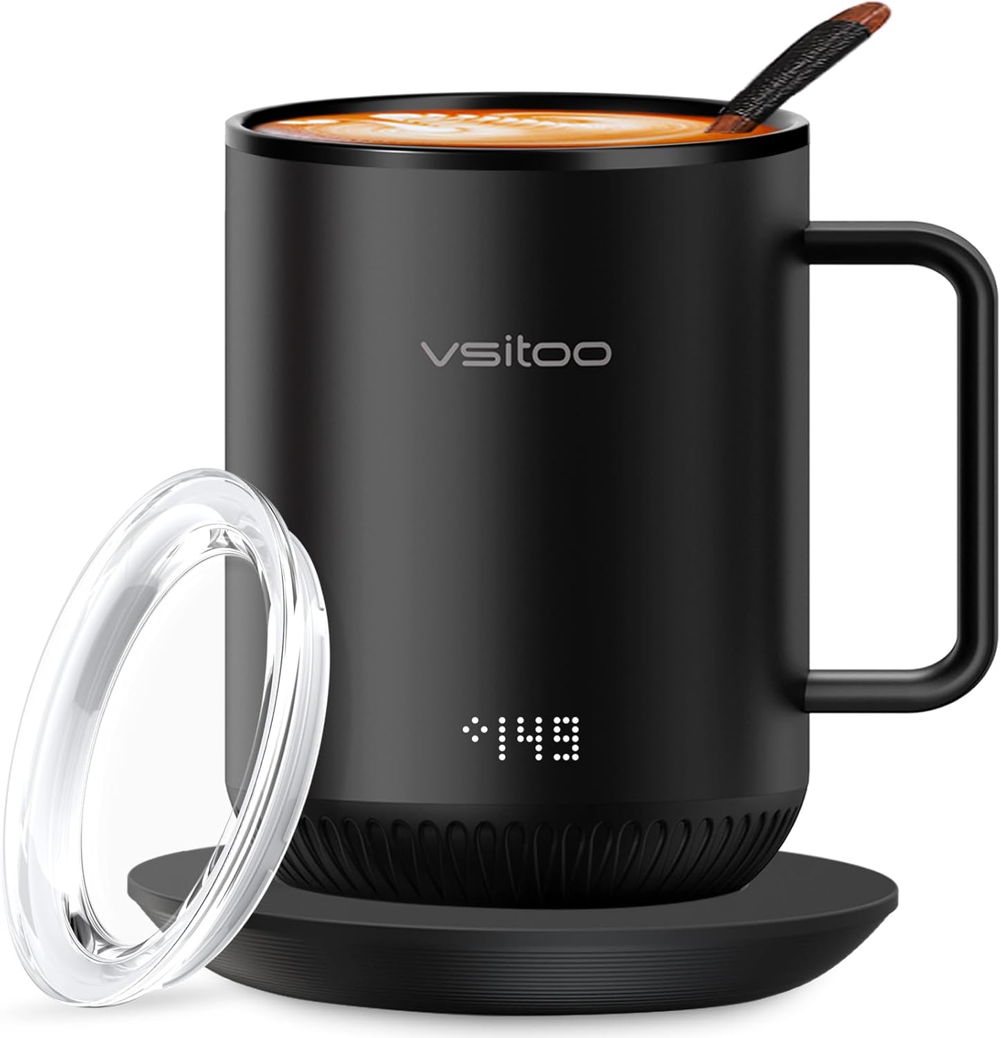vsitoo S3 – Taza inteligente con control de temperatura 2 con tapa, taza de café autocalentable de 10 onzas, pantalla LED, duración de la batería de