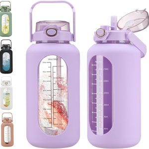 chunmo Bolttles de agua de vidrio de 74 onzas con pajilla, botella de agua motivacional grande con marcador de tiempo, botellas de agua deportivas chunmo Bolttles de agua de vidrio de 74 onzas con pajilla, botella de agua motivacional grande con marcador de tiempo, botellas de agua deportivas