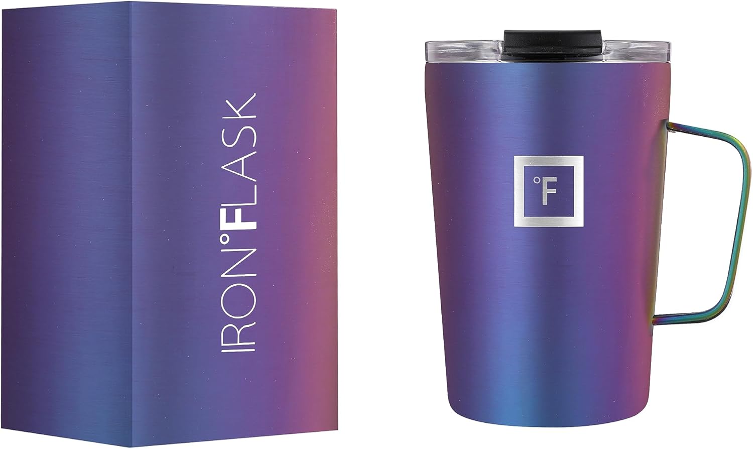 IRON FLASK – Taza para café con asa a prueba de fugas, botella de acero inoxidable con aislamiento al vacío, de doble pared, termo de viaje,