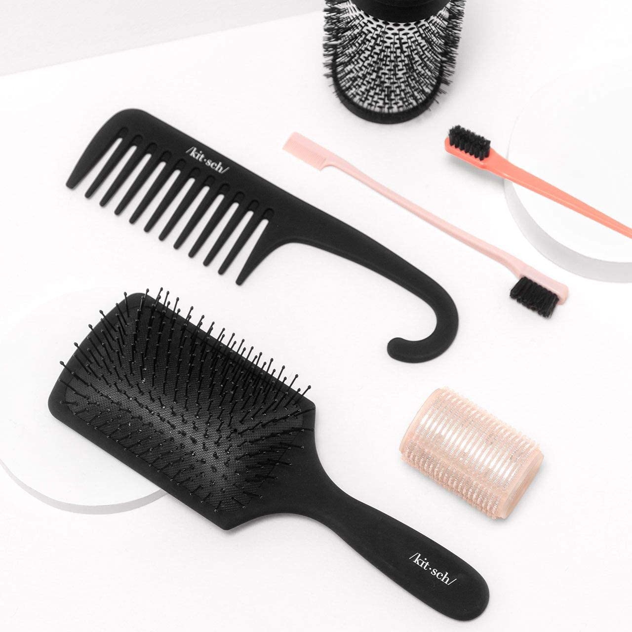 Kitsch Cepillo de paleta para secar con secador, cepillo para cabello grueso o fino, cepillo para mujeres con cerdas de nailon, cepillo desenredante