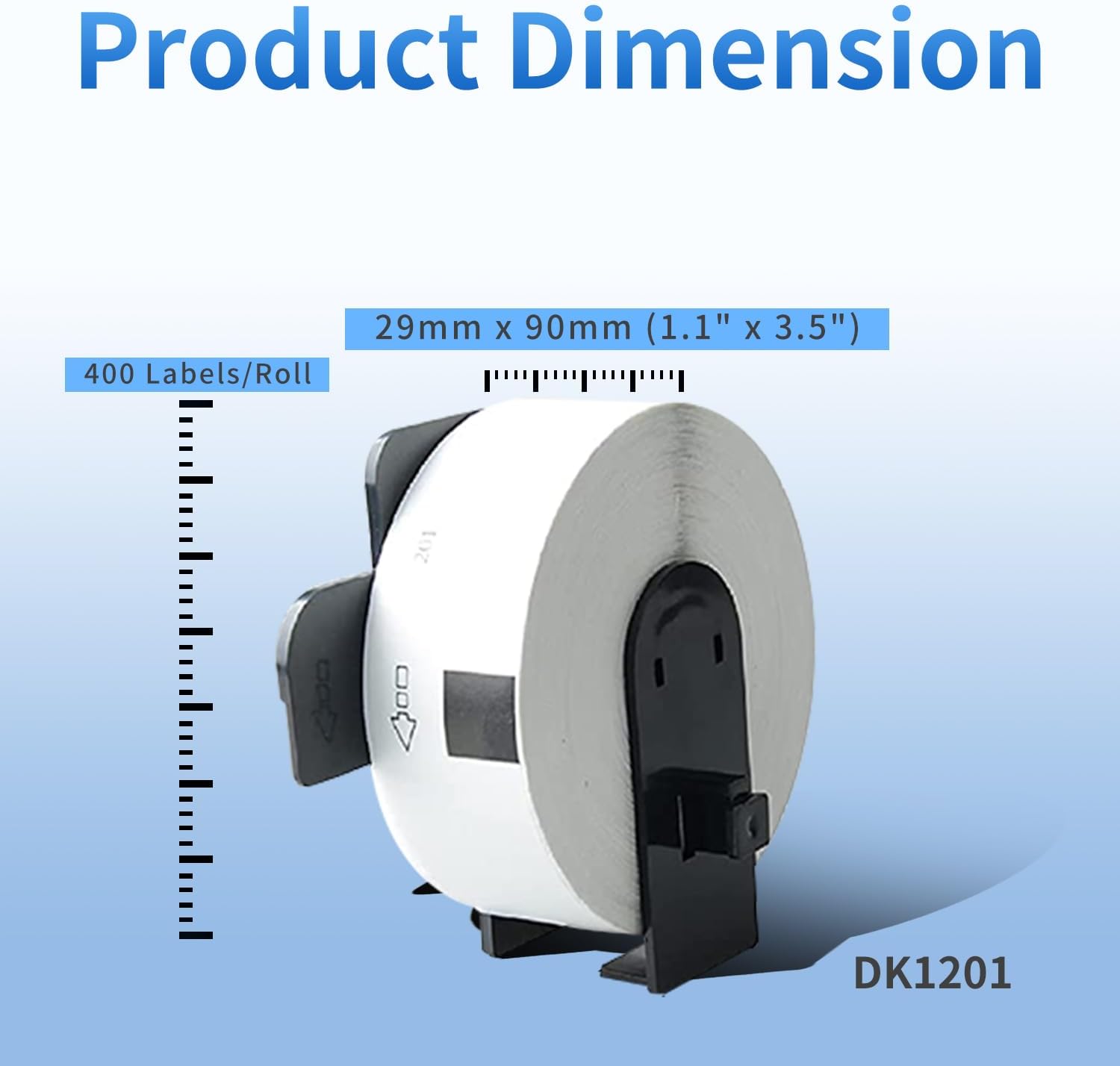 Paquete de 2 etiquetas de dirección estándar troqueladas DK-1201 (1-17 pulgadas x 3-12 pulgadas1.142 in x 3.543 in) con 2 cartuchos recargables de