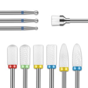 Depvko – Juego de 10 brocas profesionales de cerámica para uñas, brocas de 332 pulgadas para uñas, rebabas rotativas para manicura, pedicura, Depvko – Juego de 10 brocas profesionales de cerámica para uñas, brocas de 332 pulgadas para uñas, rebabas rotativas para manicura, pedicura,