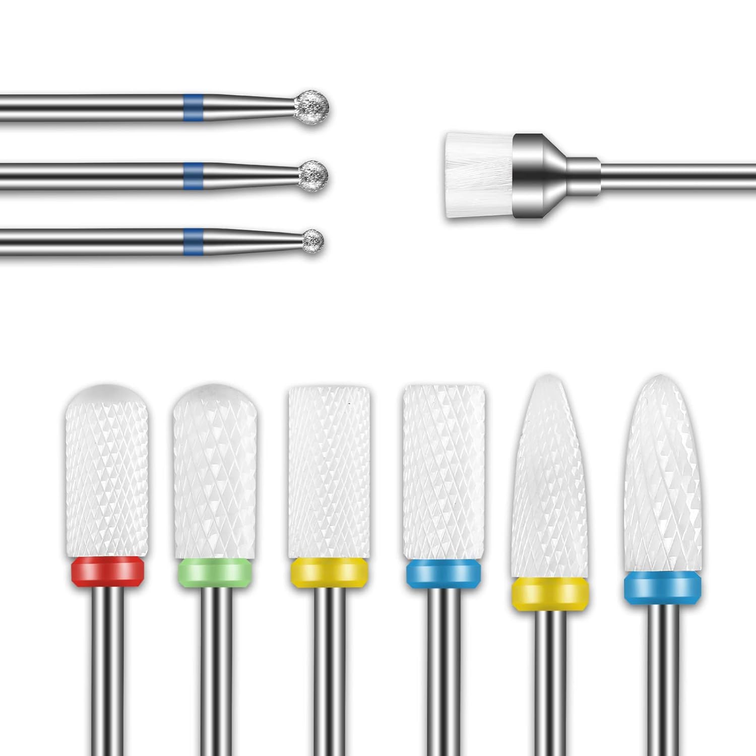 Depvko – Juego de 10 brocas profesionales de cerámica para uñas, brocas de 332 pulgadas para uñas, rebabas rotativas para manicura, pedicura,