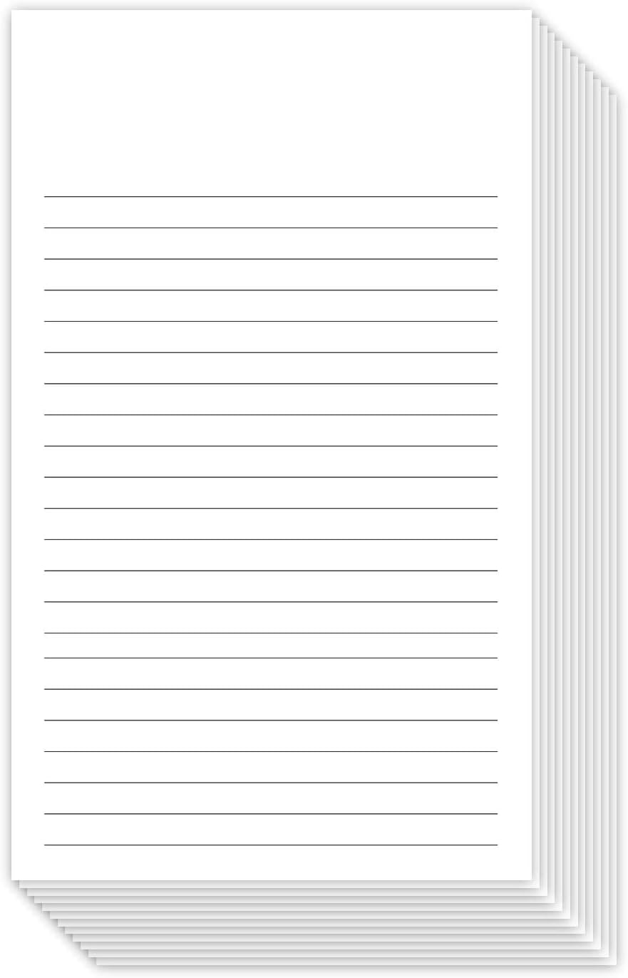 Tarjetas de notas verticales con rayas blancas, 3 x 5 pulgadas, 100 hojas por paquete