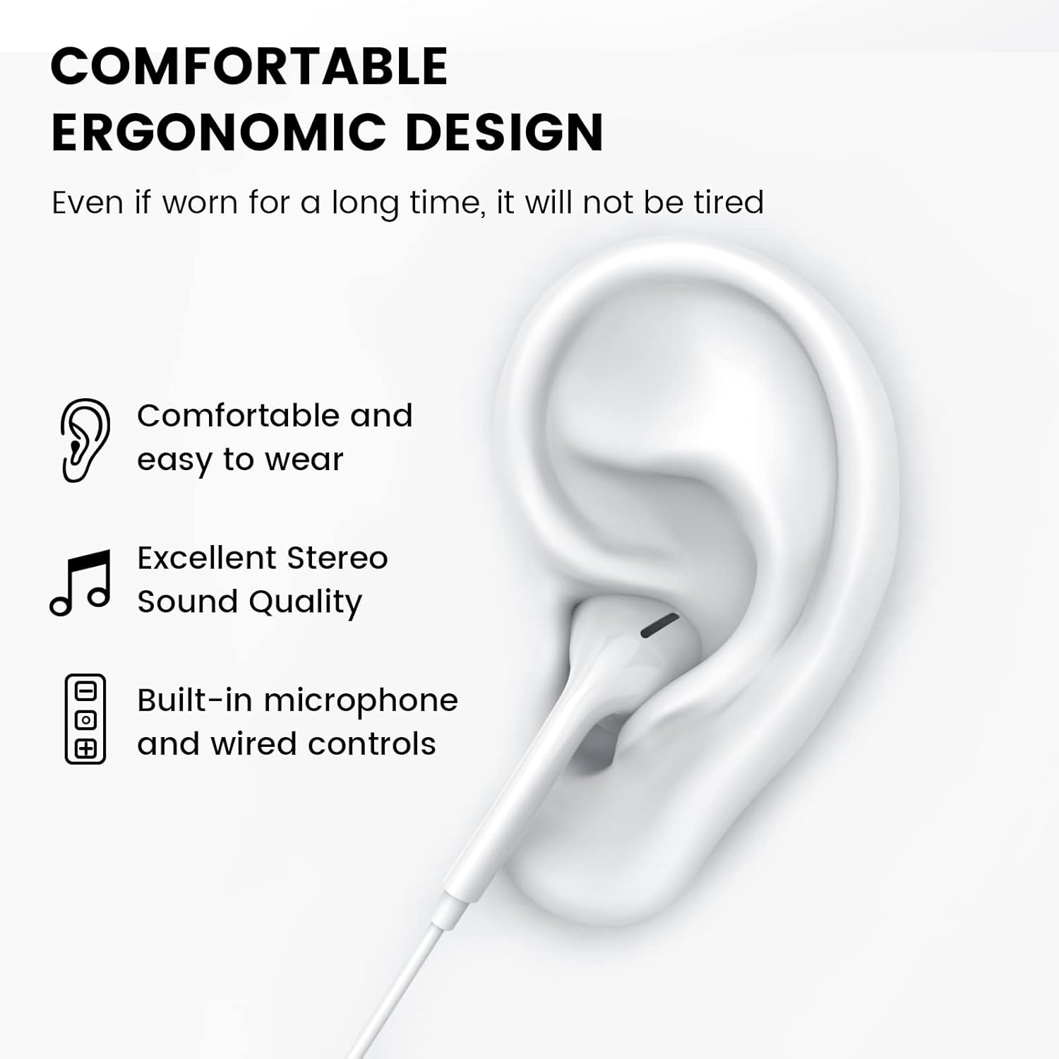 MOSWAG Auriculares con cable con micrófono, 0.138 in Jack in Ear Auriculares con micrófono adecuados para teléfonos inteligentes, computadoras,