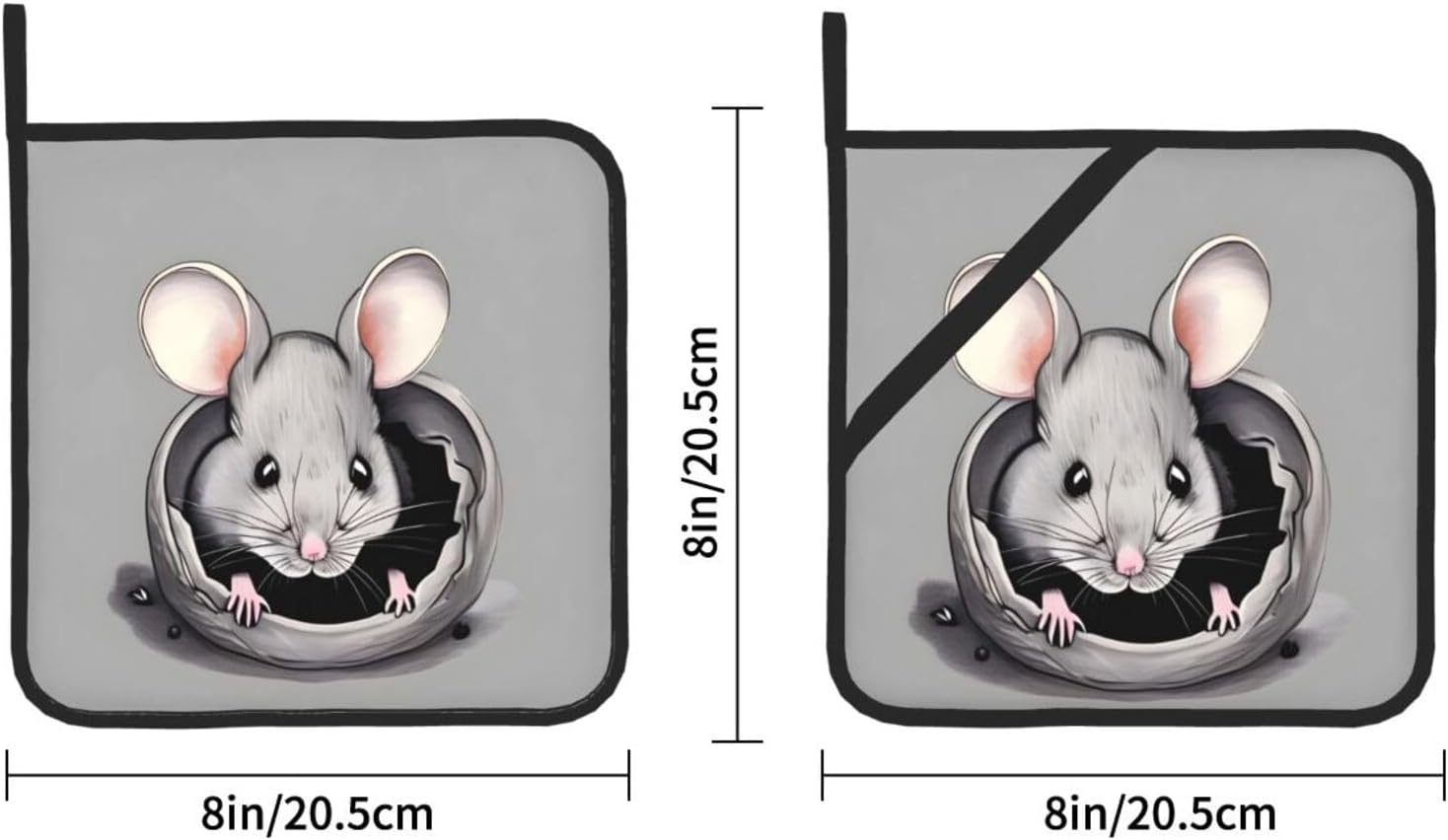 Juego de 2 soportes para ollas de ratas grises, almohadillas calientes antideslizantes para cocina, hornear, barbacoa, asar