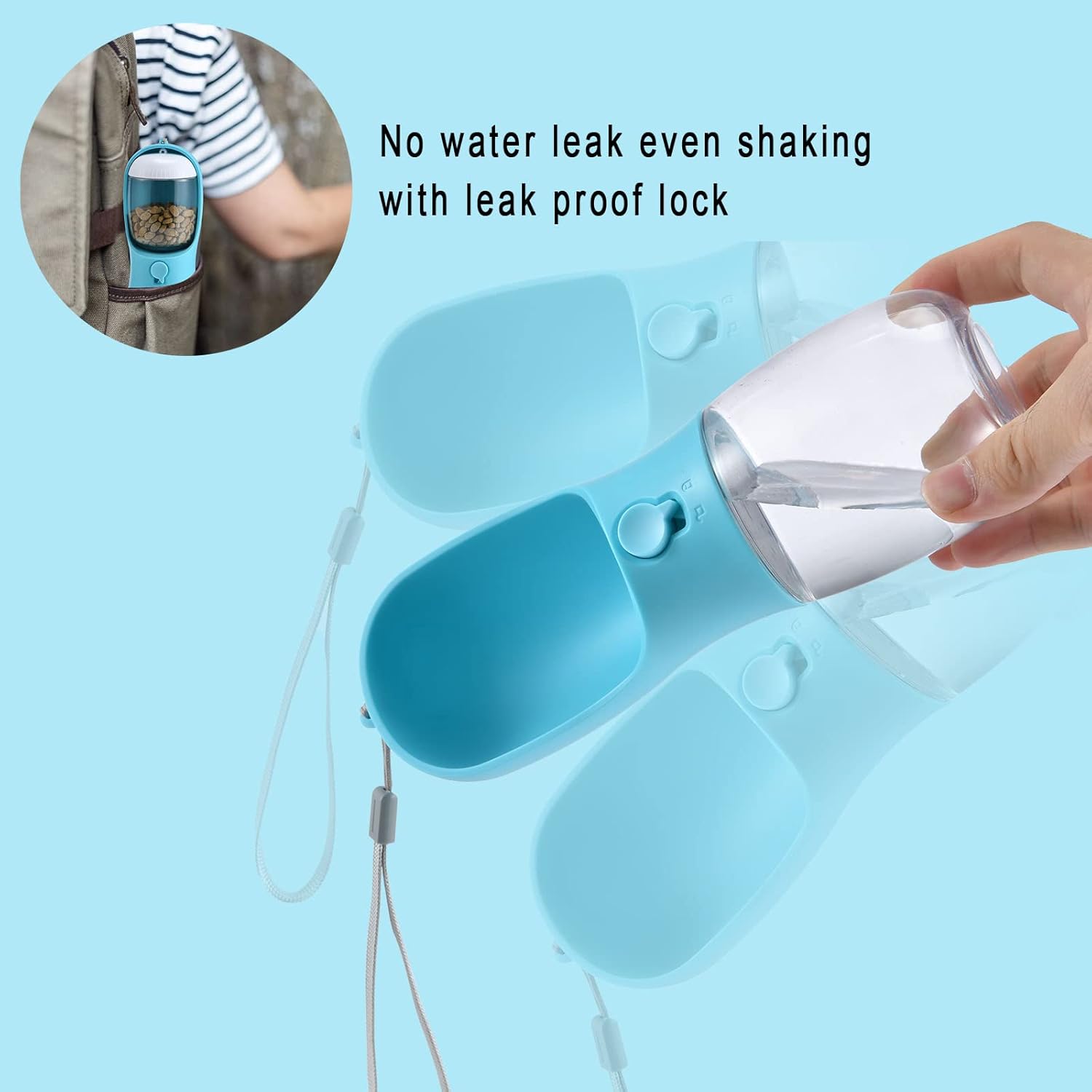 Botella de agua para perros con contenedor de alimentos, cuenco de agua para cachorros de viaje, dispensador portátil para mascotas, artículos de