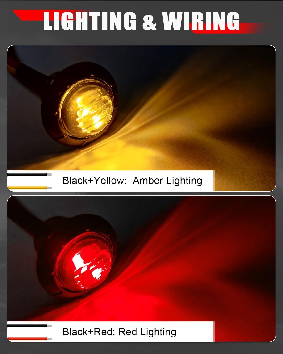 BJZ Luces LED para barco marino, impermeables, ámbar a rojo, de doble color, 34 pulgadas, redondas, para interior de barco, cubierta de cortesía,