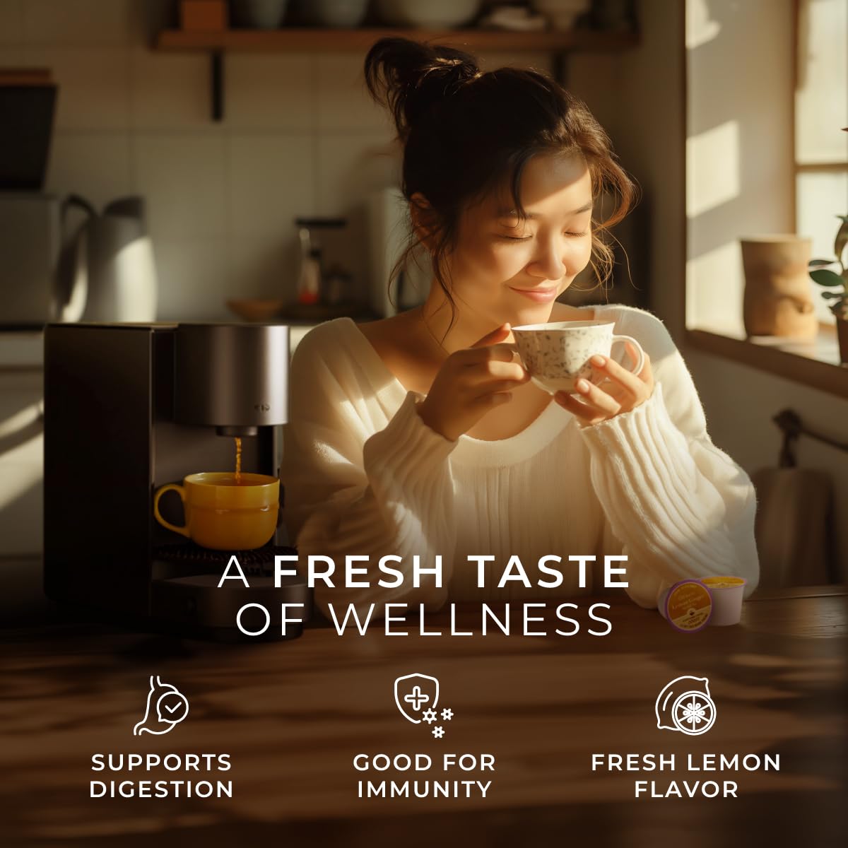 Gya Tea Co K-Cups de té de limón y jengibre para Keurig, sin cafeína, té de limón y jengibre para una mejor salud, relájate con cápsulas de té