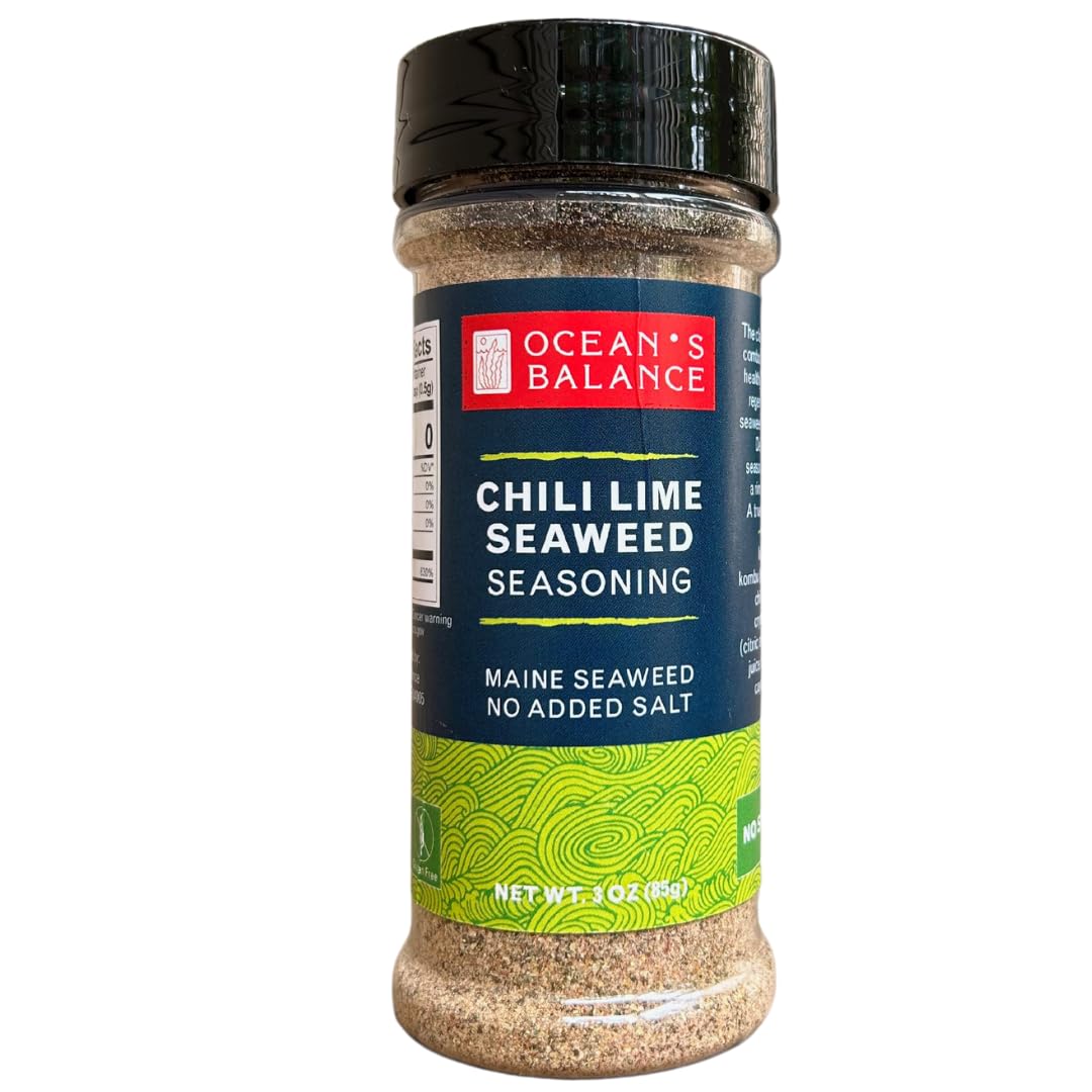 Ocean Balance – Condimento de algas con chile y lima, algas marinas de la costa de Maine – Polvo de algas marinas, ideal para pescado, tostadas de
