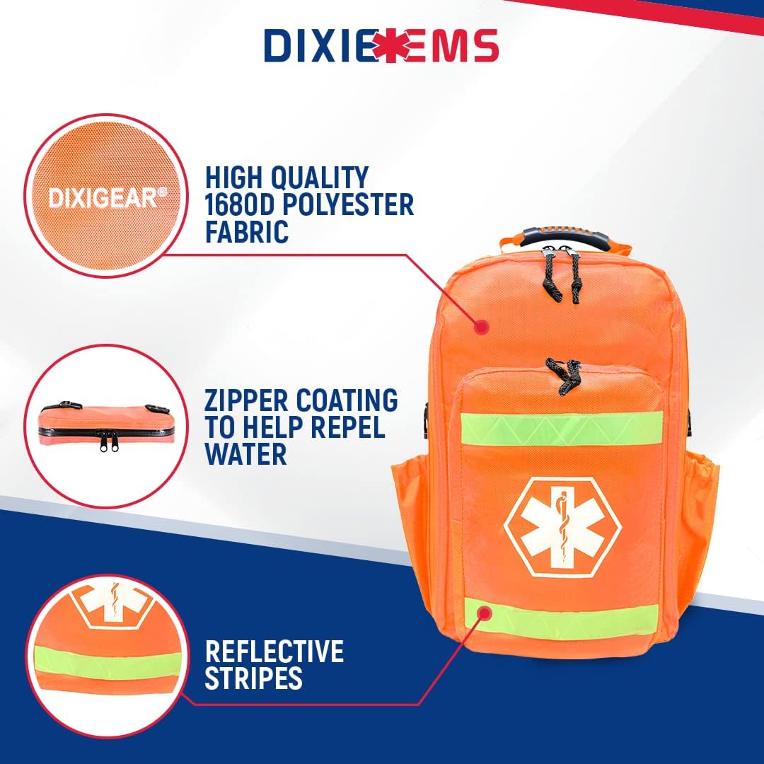Dixie EMS Mochila Ultimate Pro Trauma O2 con diseño de bolsa modular, bolsa de oxígeno para primeros auxilios y médicos, naranja, Naranja