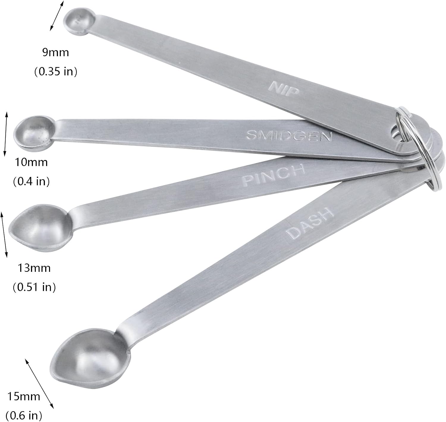 Antrader Juego de 4 cucharas medidoras de acero inoxidable 201 – Dash Pinch Smidgen Nip Herramientas de cocina y artilugios
