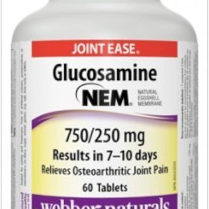 Webber Naturals Glucosamina de triple fuerza con membrana de cáscara de huevo natural NEM, 750250 mg, 60 comprimidos Webber Naturals Glucosamina de triple fuerza con membrana de cáscara de huevo natural NEM, 750250 mg, 60 comprimidos