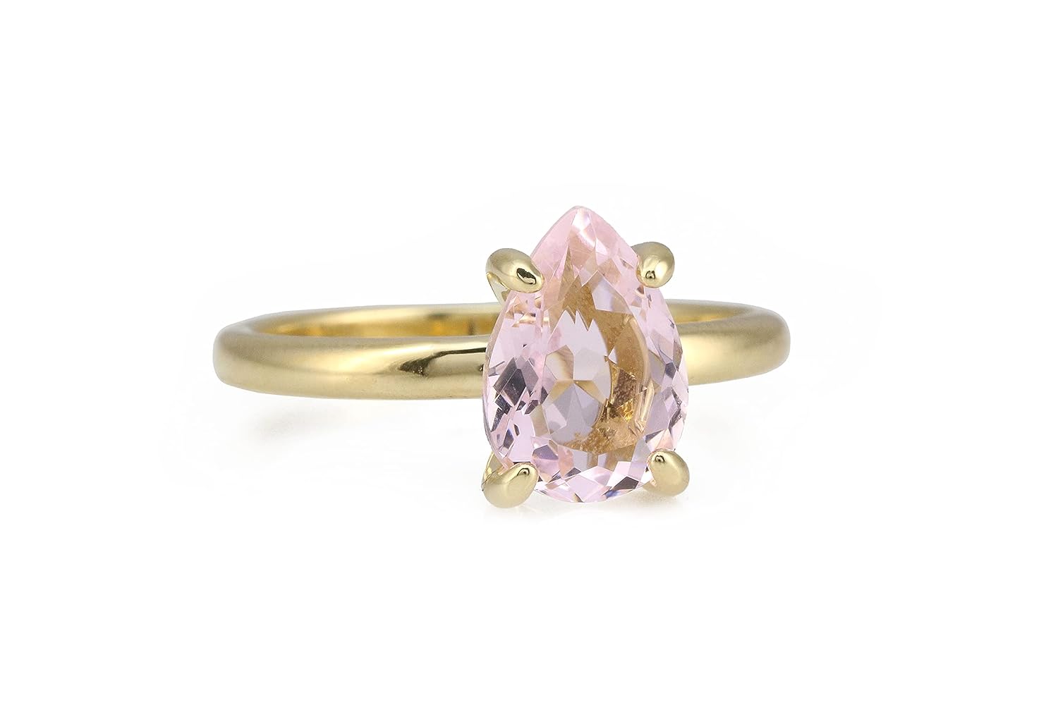 14K Rose Gold Ring – Elegant Pink Rose Quartz Stone Ring for Women – with Engraving and Fancy Ring Box – Handmade Jewelry
