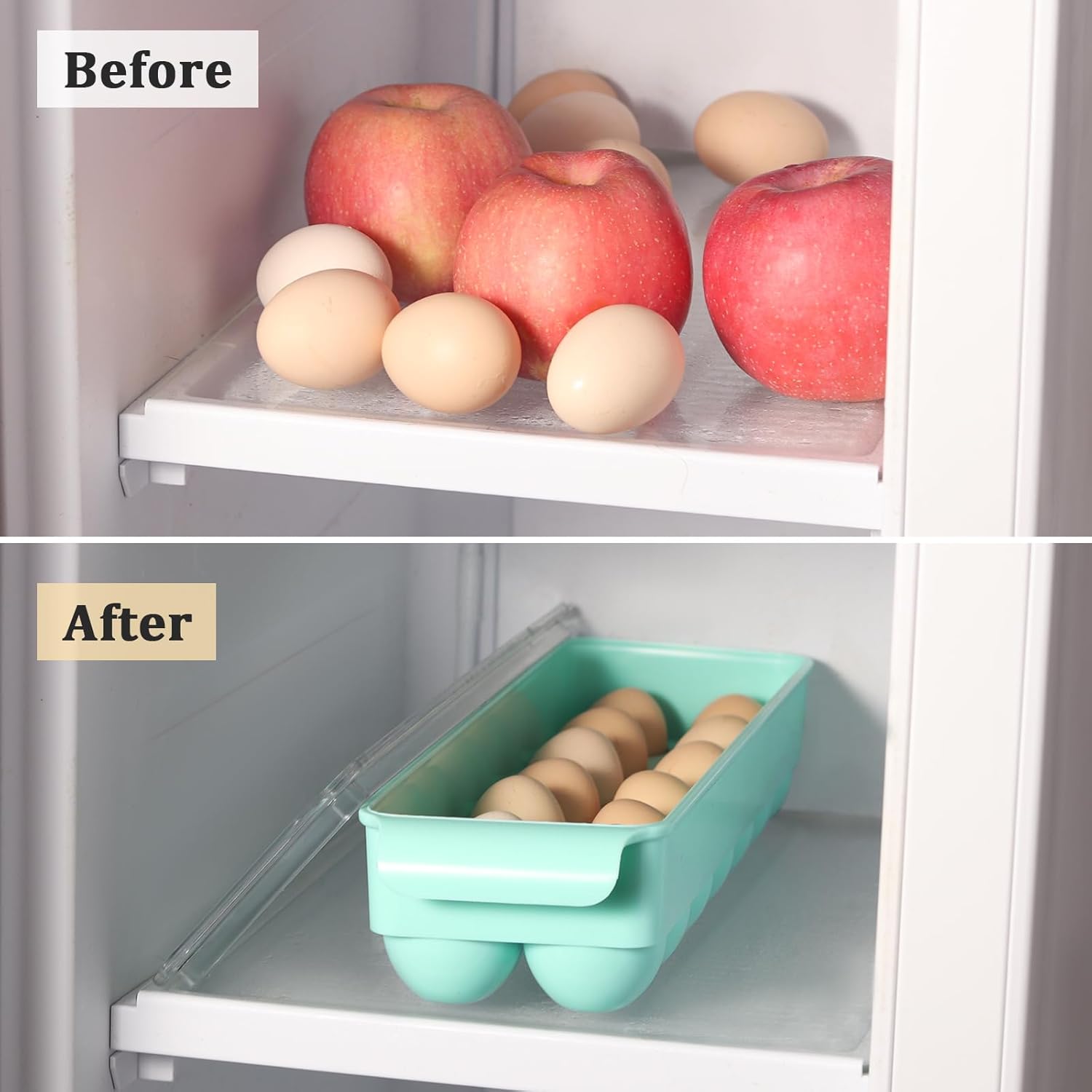 Contenedor de huevos para refrigerador, soporte de huevos de plástico, 14 unidades, contenedor de almacenamiento de huevos, organizador de huevos