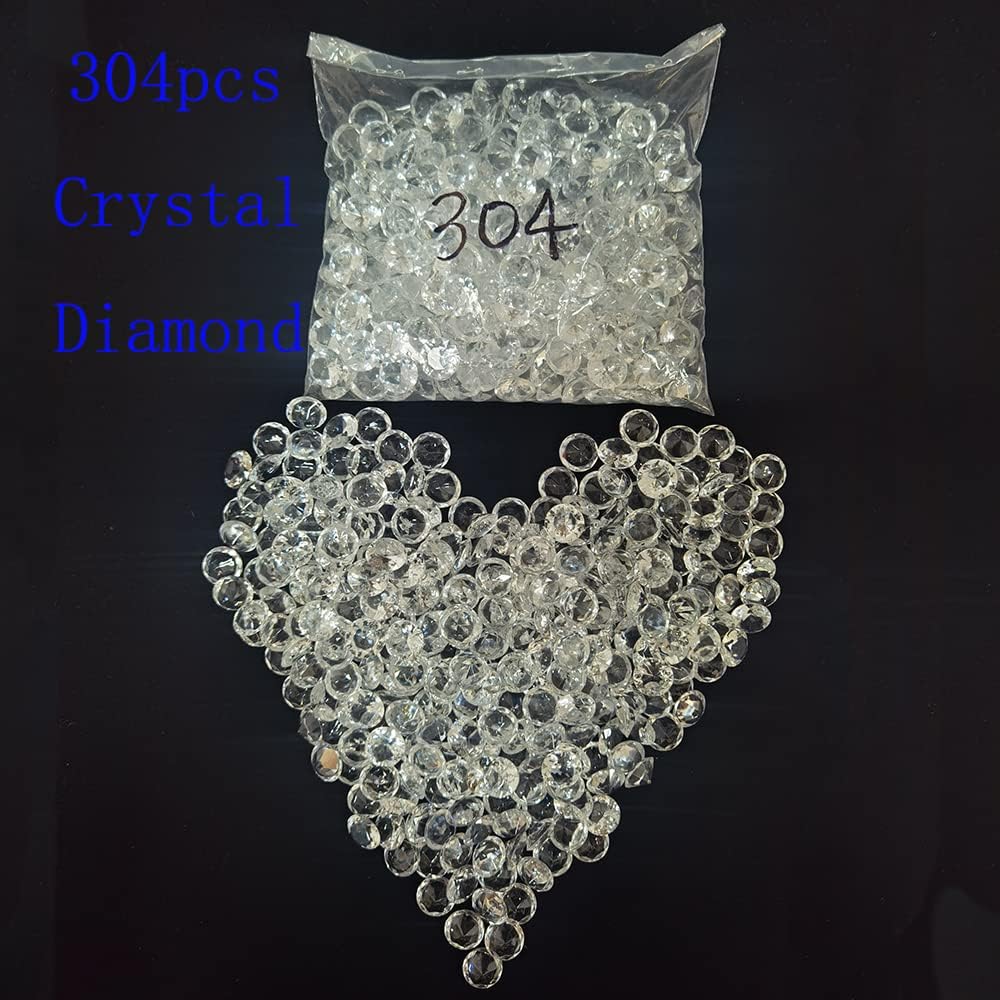 304PCS Vase Fillers Diamond 0.8 (in) Diameter, Crystal Acrylic Gems, Wedding Table Scattering Gems, Christmas Party Diamond Decors, Clear mini