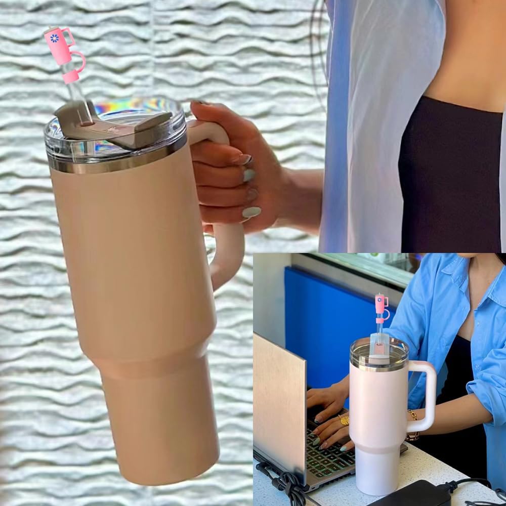 Stanley – Tapas de paja de 0.394 pulgadas con popotes para vasos Stanley de silicona de grado alimenticio de 30 y 40 onzas, a prueba de polvo y