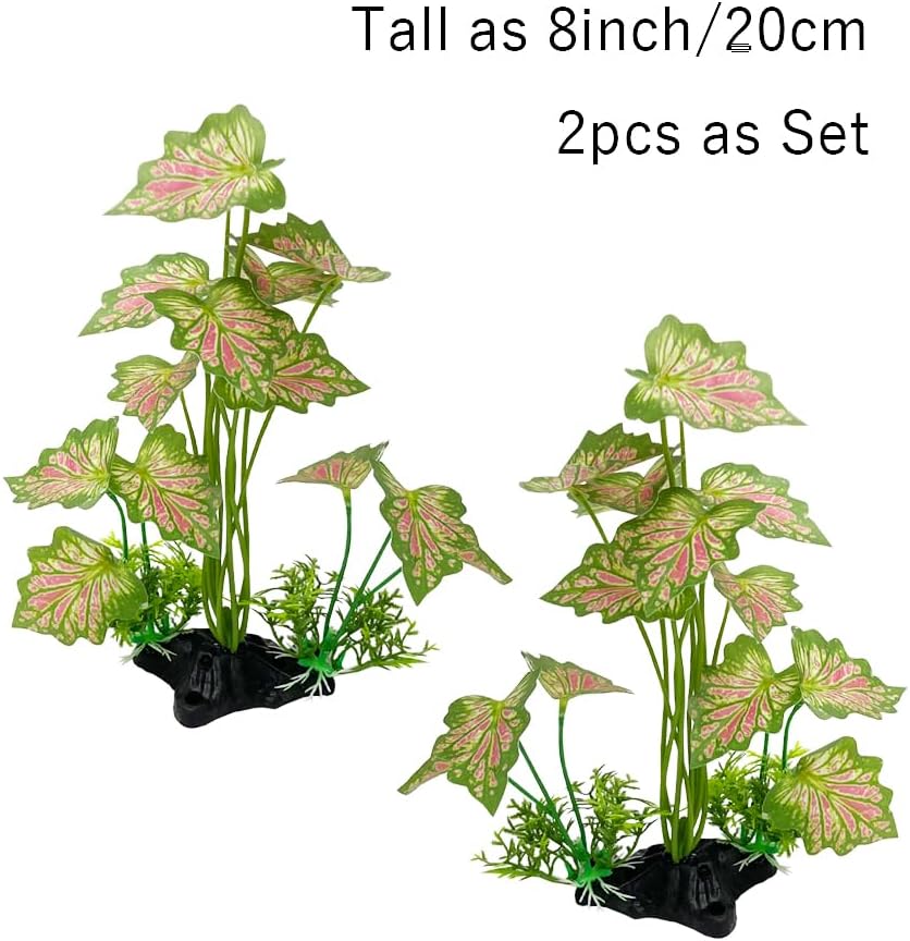 Smoothedo-Pets Plantas de acuario Decoraciones para pecera, 2 piezas, plantas artificiales de plástico, peces de colores, paisajes acuáticos, pieles