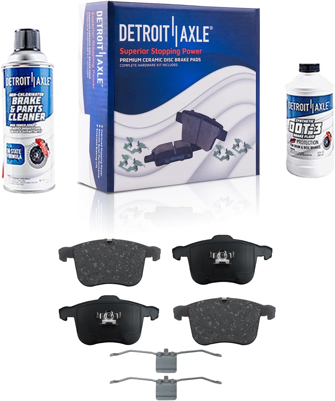 Detroit Axle – Pastillas de freno delanteras para pastillas de freno de cerámica Saab 9-3 2003-2011 con accesorios de repuesto 2004 2005 2006 2007