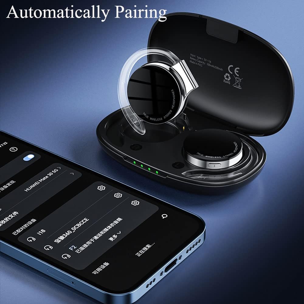 Fuixiut Auriculares de oreja abierta Auriculares inalámbricos Auriculares Bluetooth Auriculares inalámbricos Auriculares Bluetooth (F2-Negro)