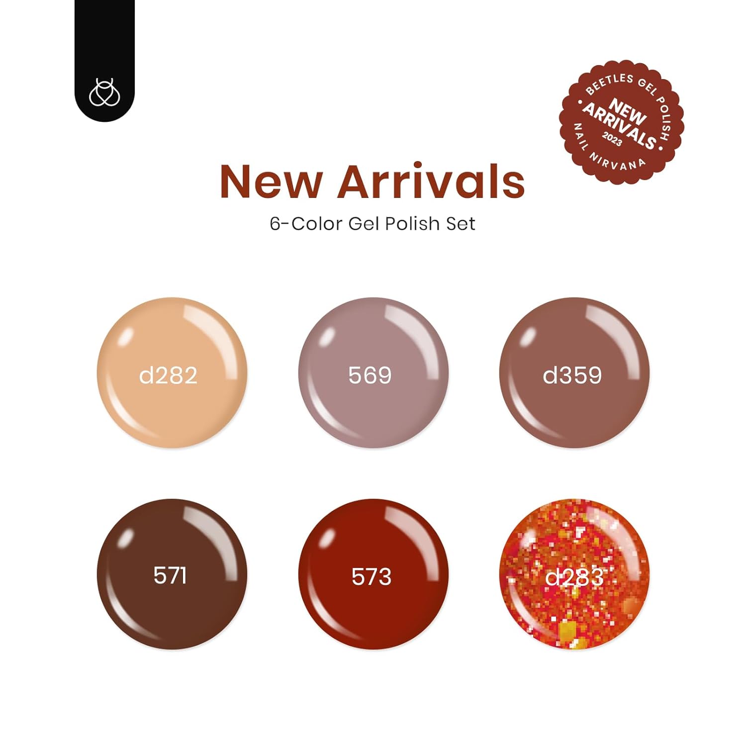 Beetles – Kit de 6 esmaltes de uñas de gel, colección Caramel, esmalte de gel de primavera, color borgoña, rojo y marrón, gel de uñas semipermanete,