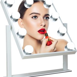 Espejo de tocador con luces, espejo de maquillaje con 9 bombillas LED para escritorio de maquillaje, espejo de maquillaje iluminado, 3 colores Espejo de tocador con luces, espejo de maquillaje con 9 bombillas LED para escritorio de maquillaje, espejo de maquillaje iluminado, 3 colores