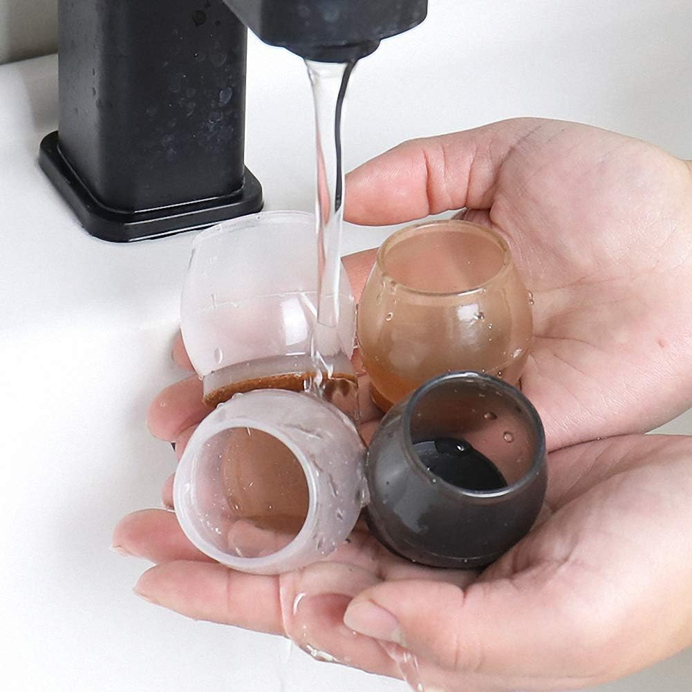 Ulalaza Juego de 16 tapas cuadradas para patas de silla, protectores con parte inferior de fieltro, goma termoplástica, tapas para patas de muebles,