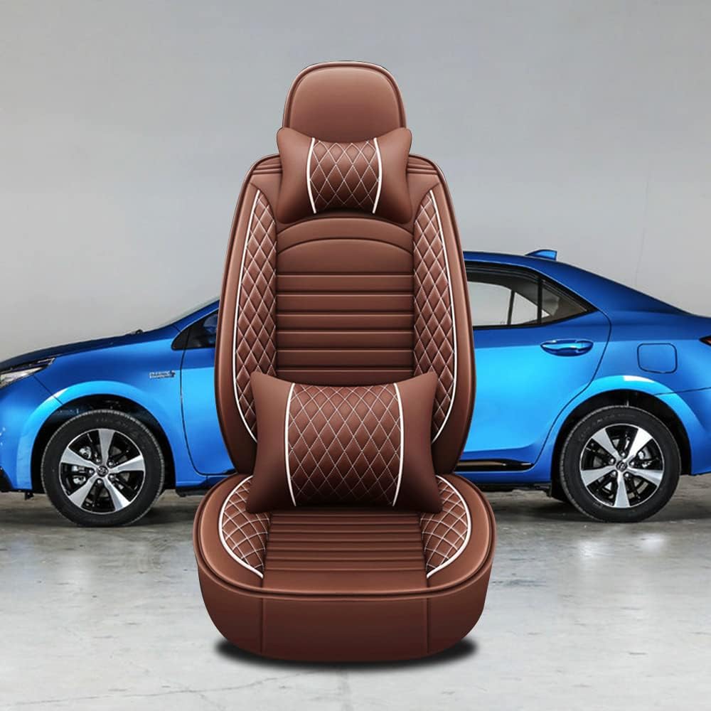 Juego completo de fundas de asiento de automóvil, de piel sintética, cubierta de asiento de automóvil, cómoda funda de cojín para vehículo