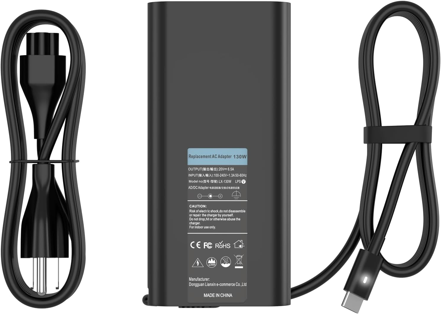 Cargador USB C de repuesto para laptop Dell 130W para Dell XPS 15 17 9500 9510 9520 9530 9575 2 en 1 9700 9710 9720 9730 Precision 5550 5560 5570