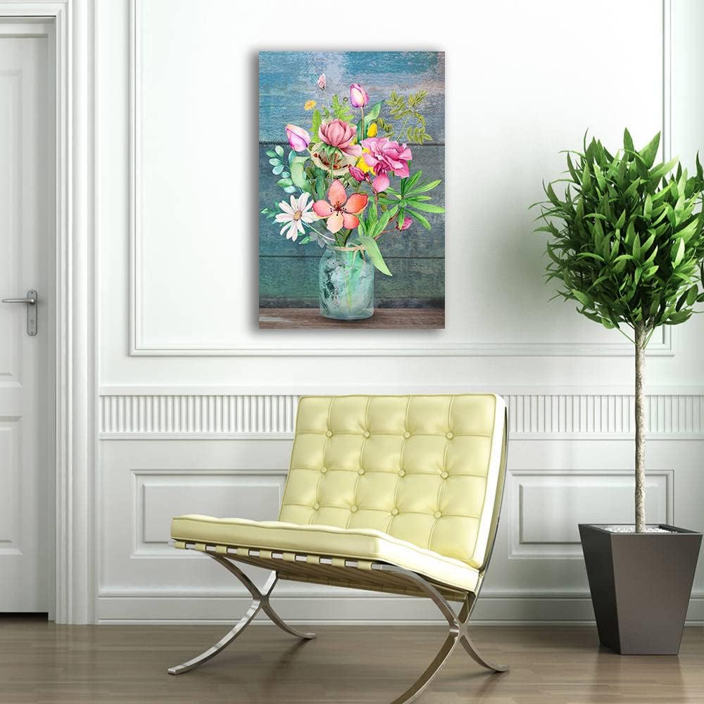 Lienzo decorativo para pared de sala de estar, lienzo de flores rosas, decoración de pared para decoración de dormitorio, lienzo floral rosa, arte