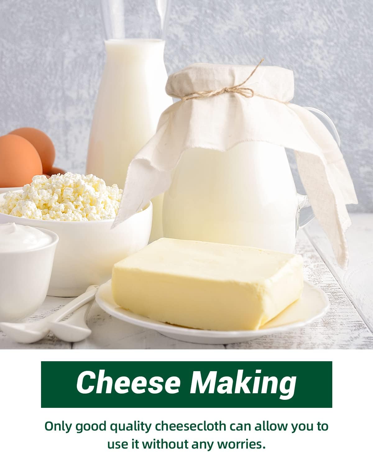 Estopilla para colar grado 100, 9 pies cuadrados (1 yarda) reutilizable con dobladillo, paños de queso 100% algodón sin blanquear para colar,