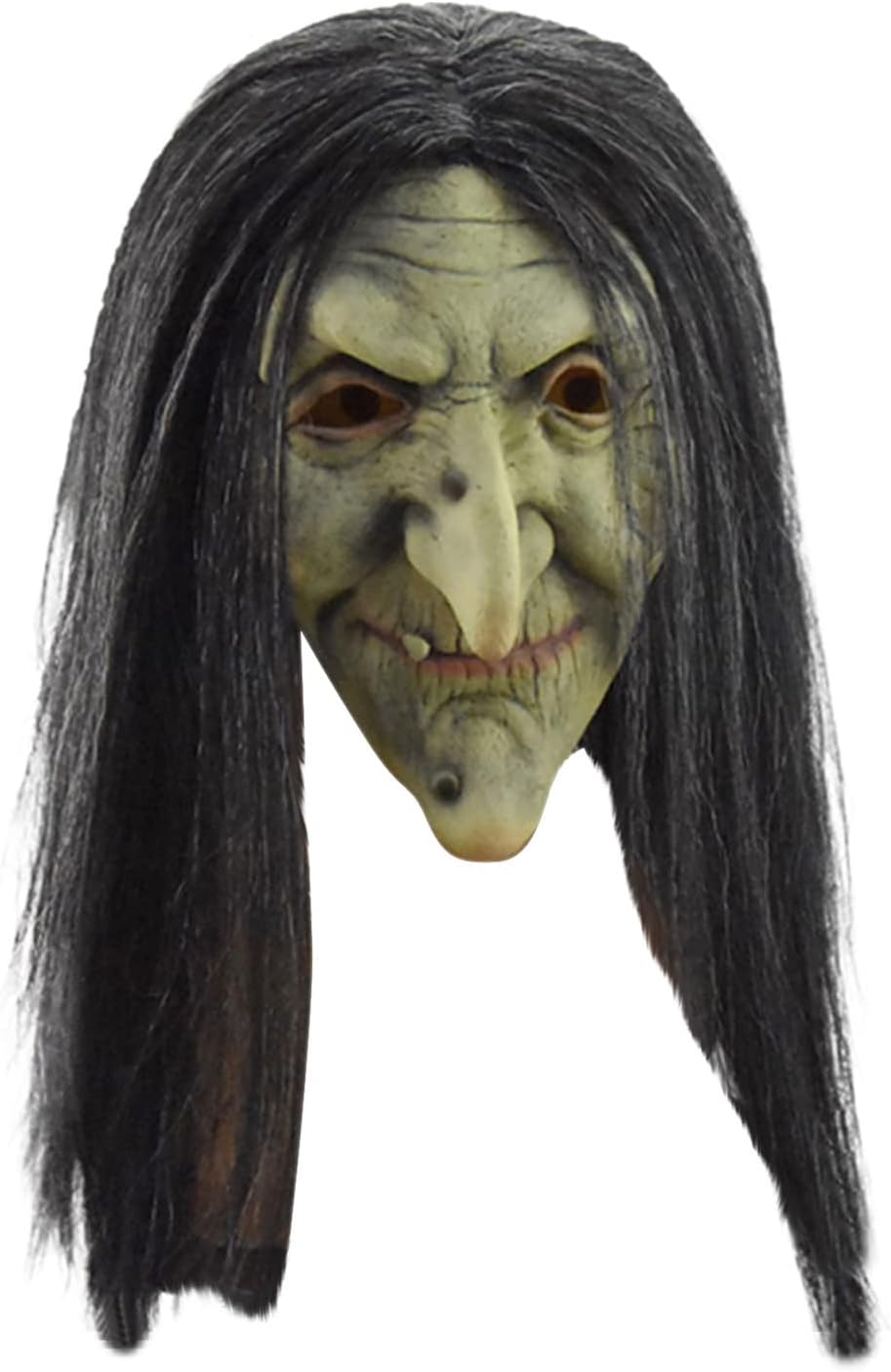 TXGMNA Máscara de bruja de anciana, máscara de disfraz de Halloween con cabello y sombrero, espeluznante fiesta de miedo, accesorio de cosplay para