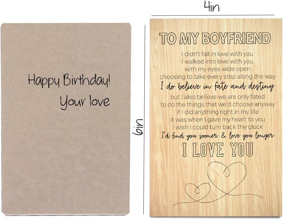 Meliespresso To My Boyfriend I Didn’t Fall In Love With You – I Love You – Tarjetas de felicitación de madera hechas a mano