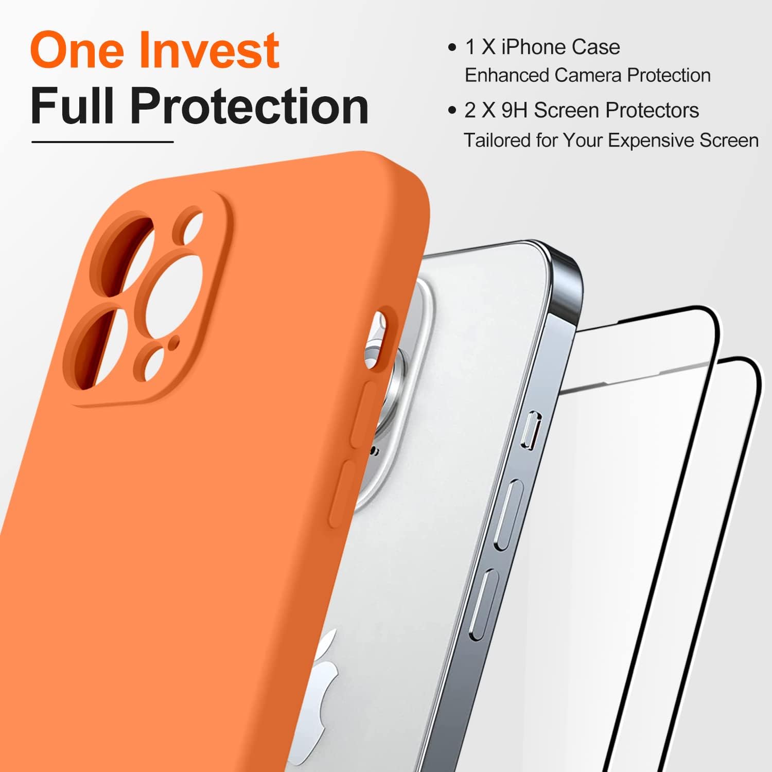 TISOOG Funda compatible con iPhone 14 Pro para mujer, con 2 protectores de pantalla de vidrio templado 9H, protección de cámara forro de microfibra