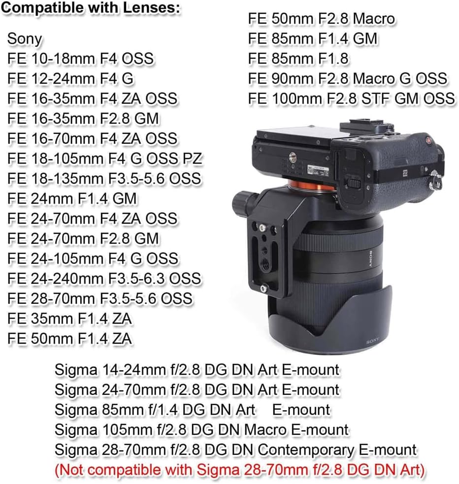 iShoot Soporte de soporte de soporte de soporte de collar de lente de anillo compatible con Sony FE 0.945-9.449 in f3.5-6.3 OSS, 0.945-2.756 in f4