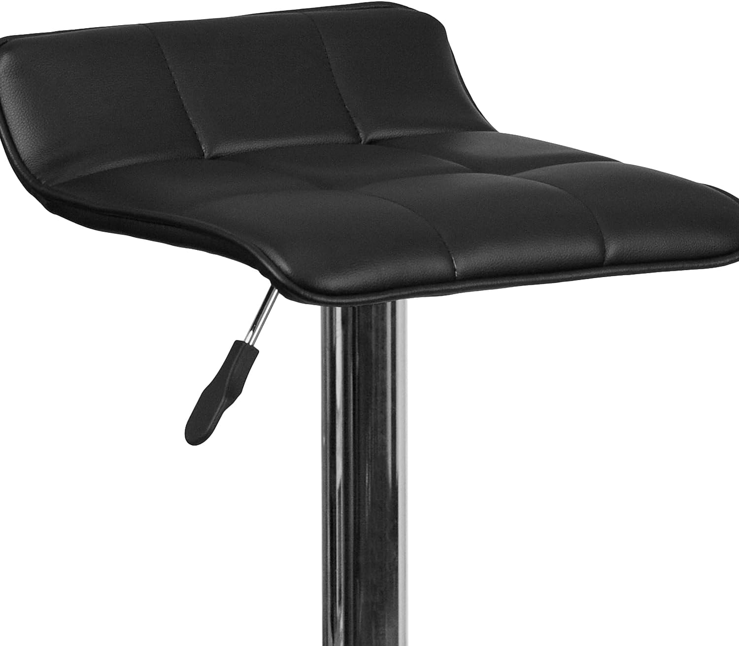 Flash Furniture Taburete de bar de altura ajustable de vinilo negro contemporáneo con asiento ondulado acolchado y base cromada