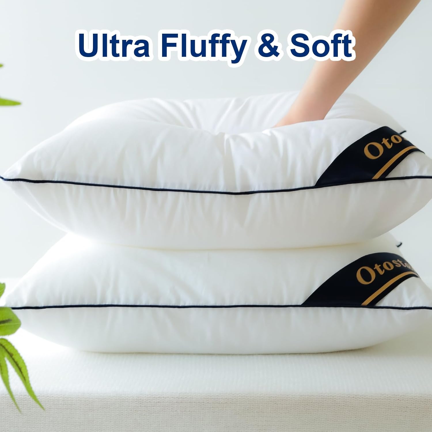 OTOSTAR Insertos de almohada de 20 x 20 pulgadas, almohadas decorativas con funda de algodón 100 % algodón, almohadas cuadradas para sofá, cama,