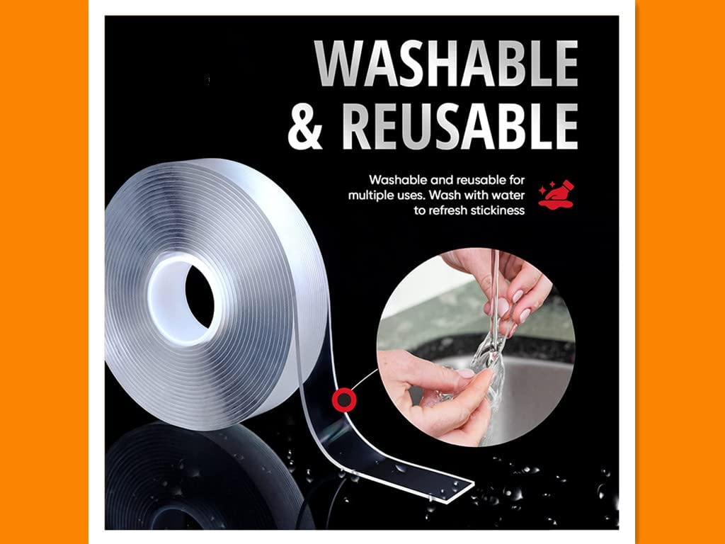 nebxazw Cinta adhesiva de doble cara, resistente, multiusos, extraíble, cinta adhesiva de pared, reutilizable, resistente, adhesivo transparente