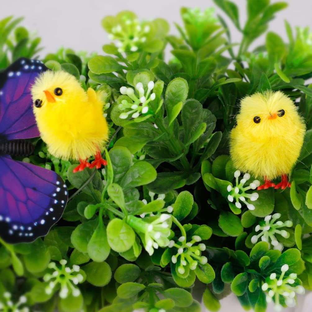 Pollo de peluche de plástico Mini felpa de pollitos de Pascua peludos de pollitos de bebé, figura miniatura de animales de granja, decoración de