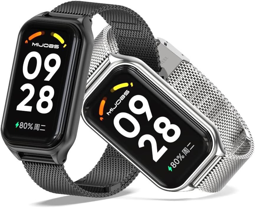 MIJOBS Correa para Xiaomi Smart Band 8 ActiveRedmi Smart Band 2 Aleación de zinc Reemplazo de la correa de reloj para Xiaomi Mi Band 8 Active