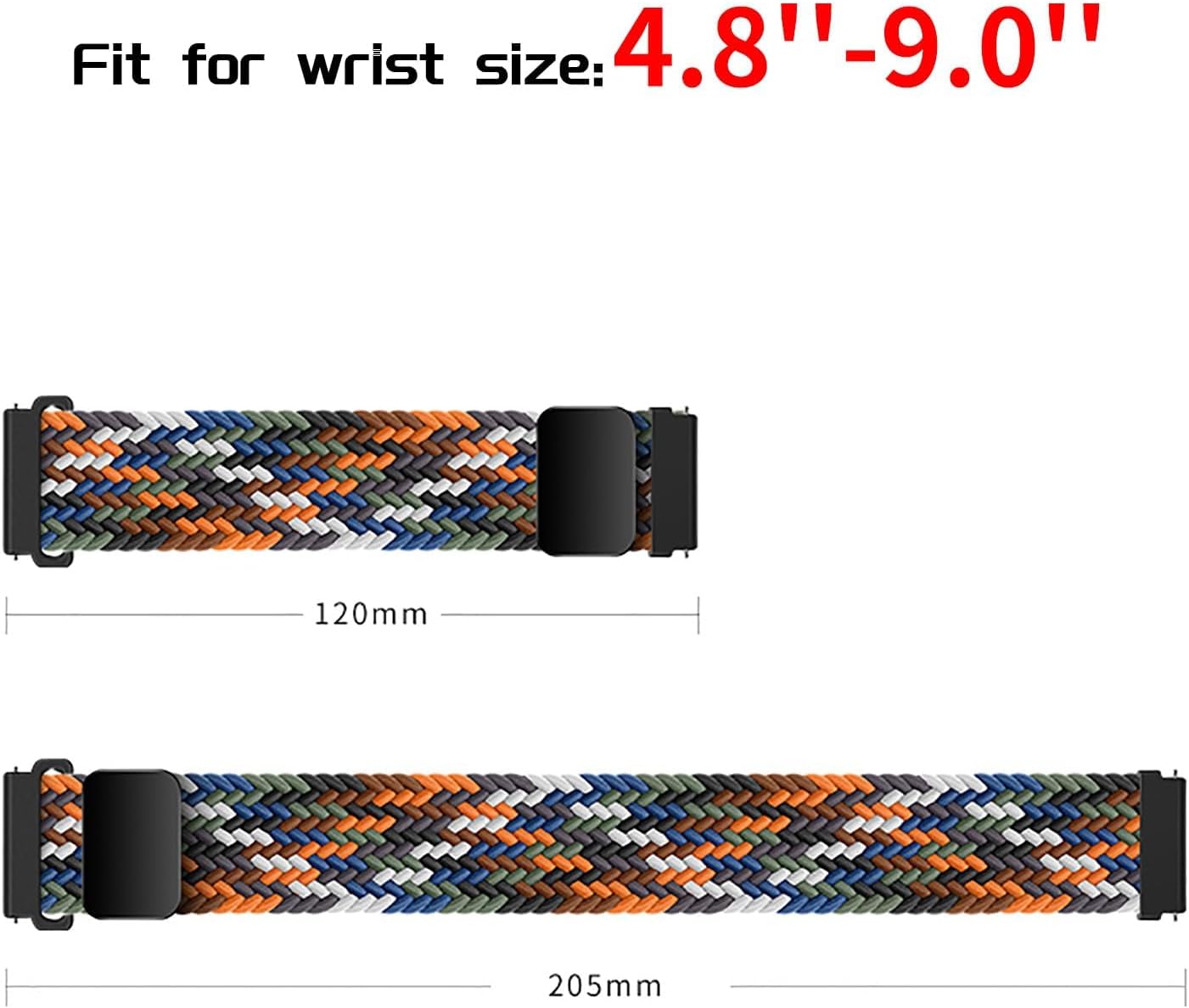 Correa elástica trenzada compatible con Samsung Galaxy Watch 4 5 Pro 6 Band 1.575 in 1.732 in 1.772 inWatch 6 Classic 1.693 in 1.850 inWatch 4