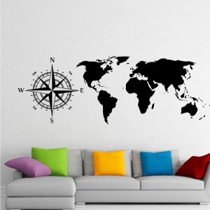 Mapa del mundo – Adhesivo decorativo para pared, diseño náutico, brújula, rascar, mapa del mundo, 16.5 x 47.2 in Mapa del mundo – Adhesivo decorativo para pared, diseño náutico, brújula, rascar, mapa del mundo, 16.5 x 47.2 in