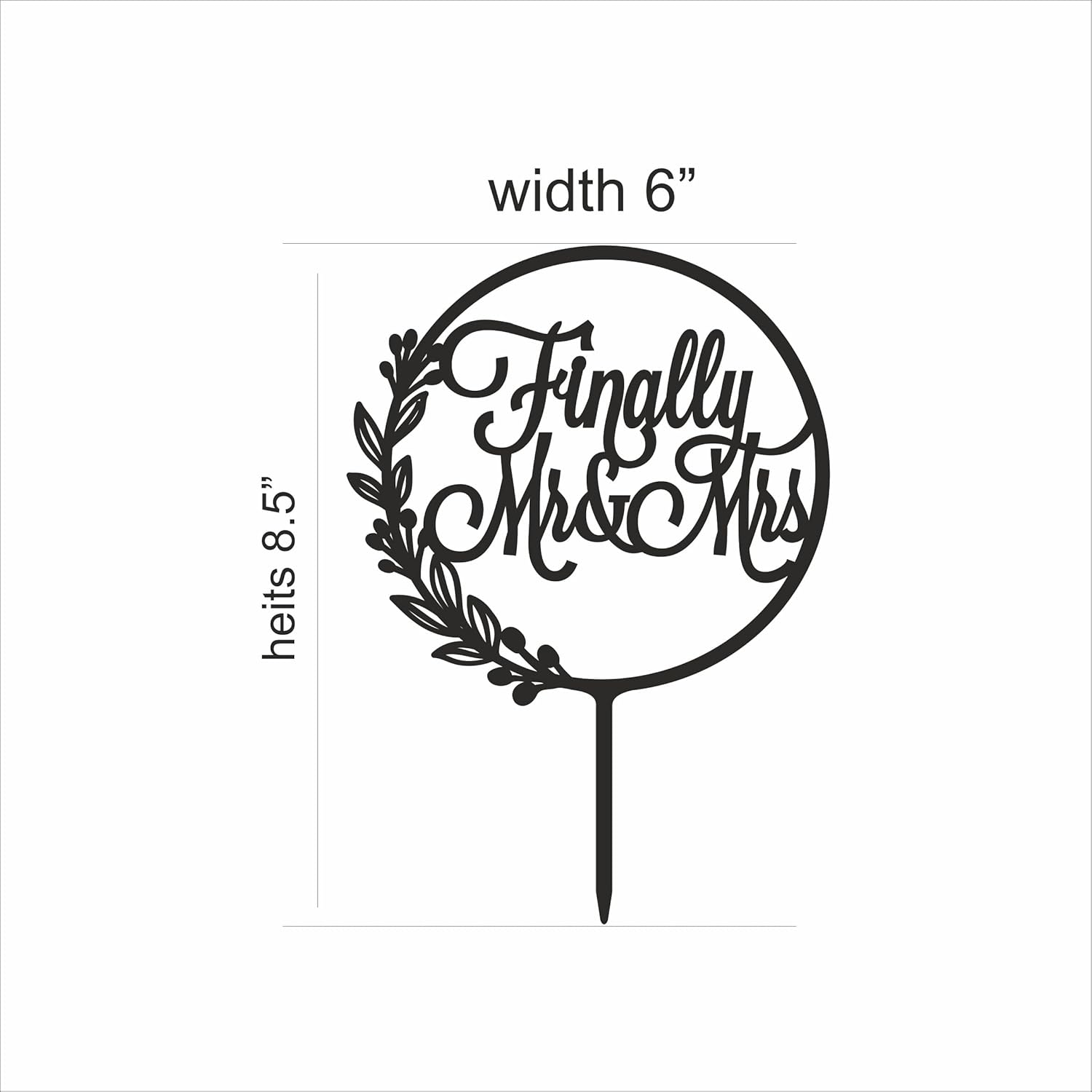 Finally Mr and Mrs Wedding – Decoración de madera para pastel de boda, color dorado y plateado (sin pintar)