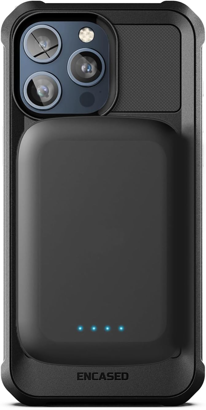 Combo de funda de batería 2 en 1 para iPhone 15 Pro – Funda protectora de cuerpo completo con banco de energía extraíble (compatible con MagSafe),