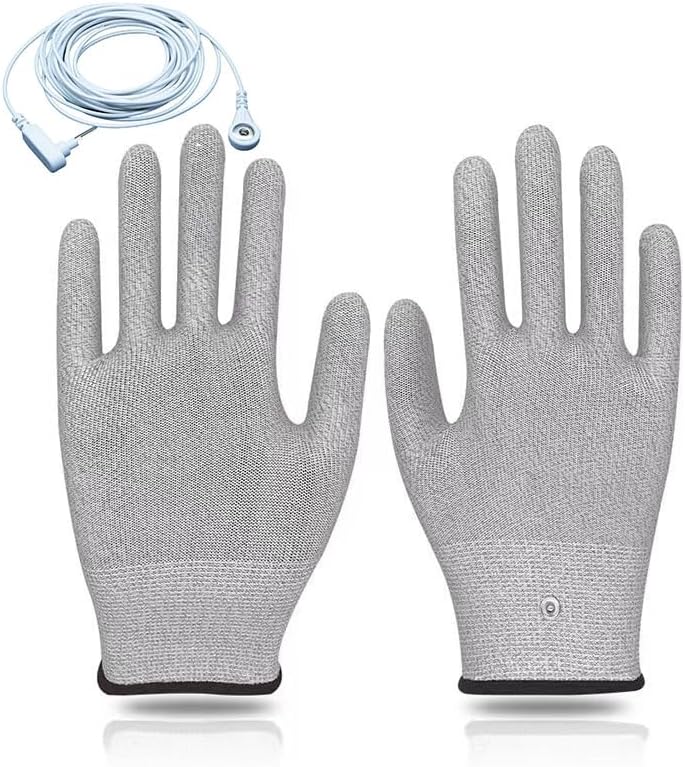 MiemieAi Guantes de conexión a tierra que contienen fibra plateada de nailon para alivio estático, pantalla táctil, gris, talla única, 1 par