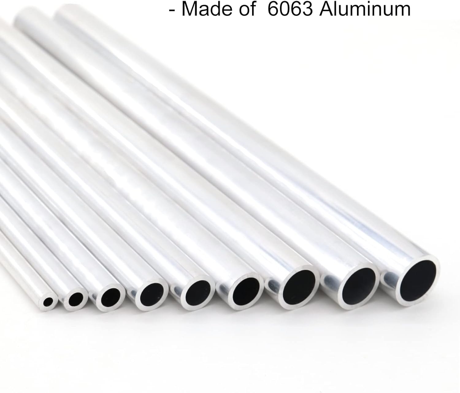 Tubo redondo de aluminio 6063, 0.63 pulgadas de diámetro exterior de 0.079 in de grosor de pared de 11.811 in de longitud, tubo recto de metal sin