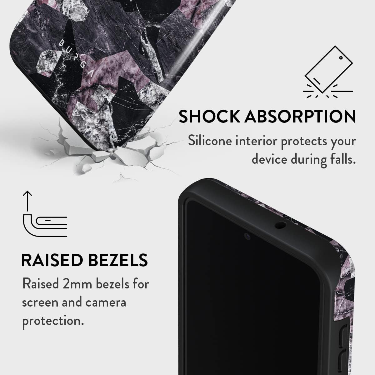 BURGA Funda para teléfono compatible con Samsung Galaxy S23 Plus, carcasa rígida híbrida de 2 capas + funda protectora de silicona, diseño de